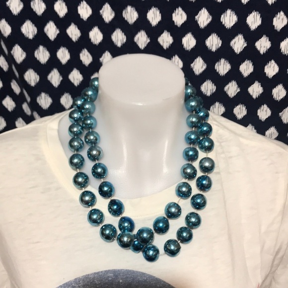 Blue Plastic Bead Costume Necklace Mardi Gras - Picture 4 of 5